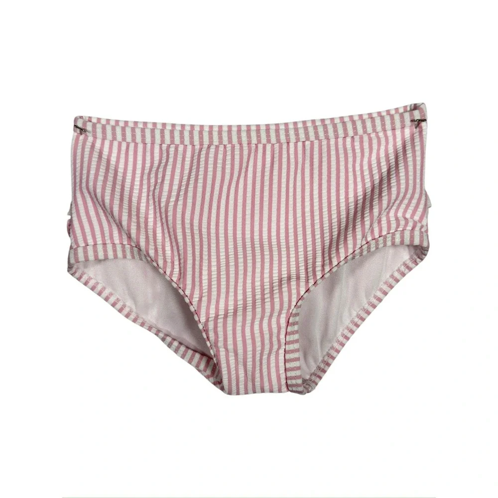 RuffleButts Girls Pink Seersucker Rash Guard Swim Set Ruffle Bottoms Size 3T
